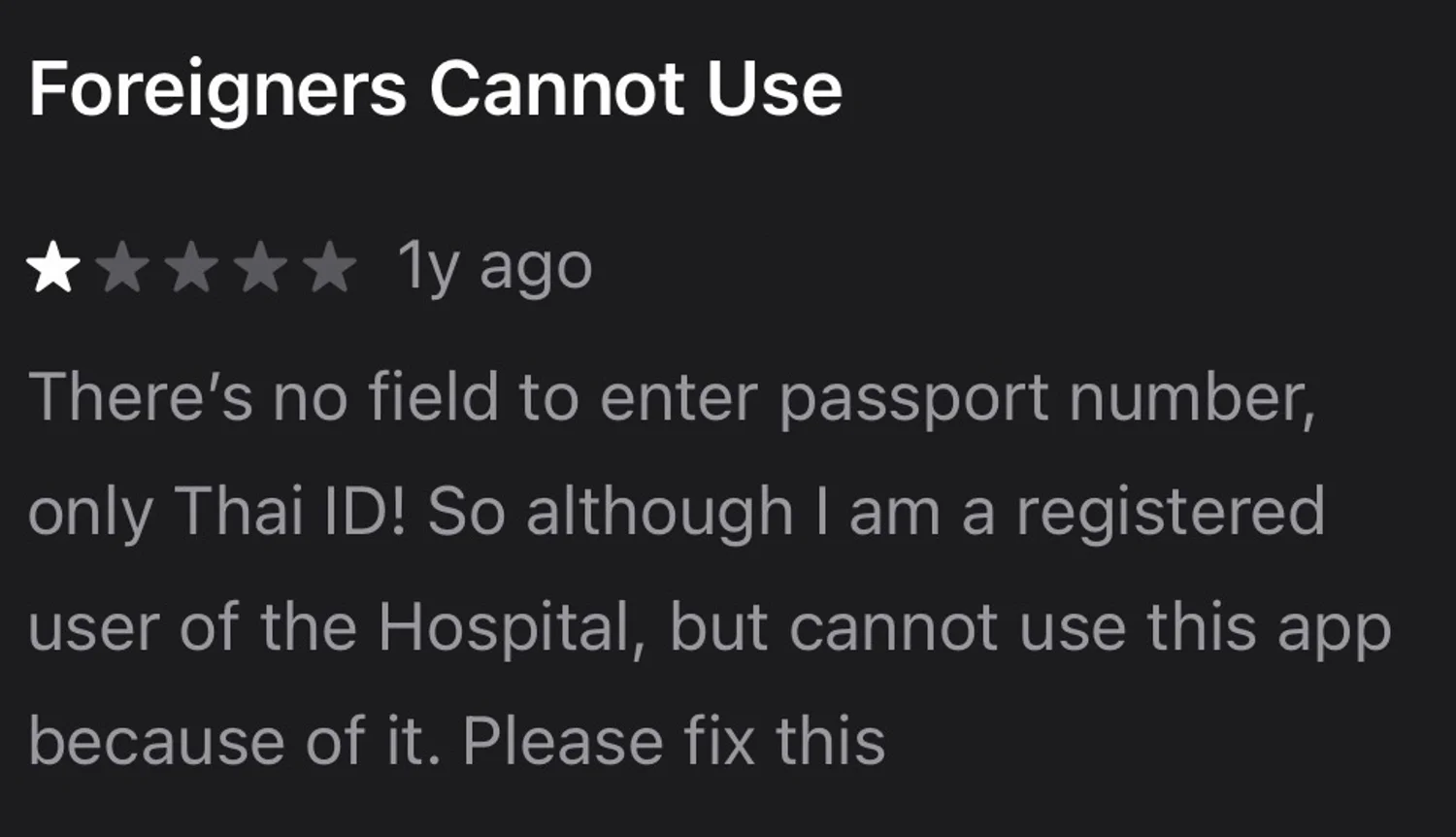 App Store review: Foreigners Cannot Use