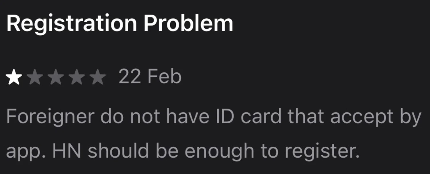 App Store review: Registration Problem